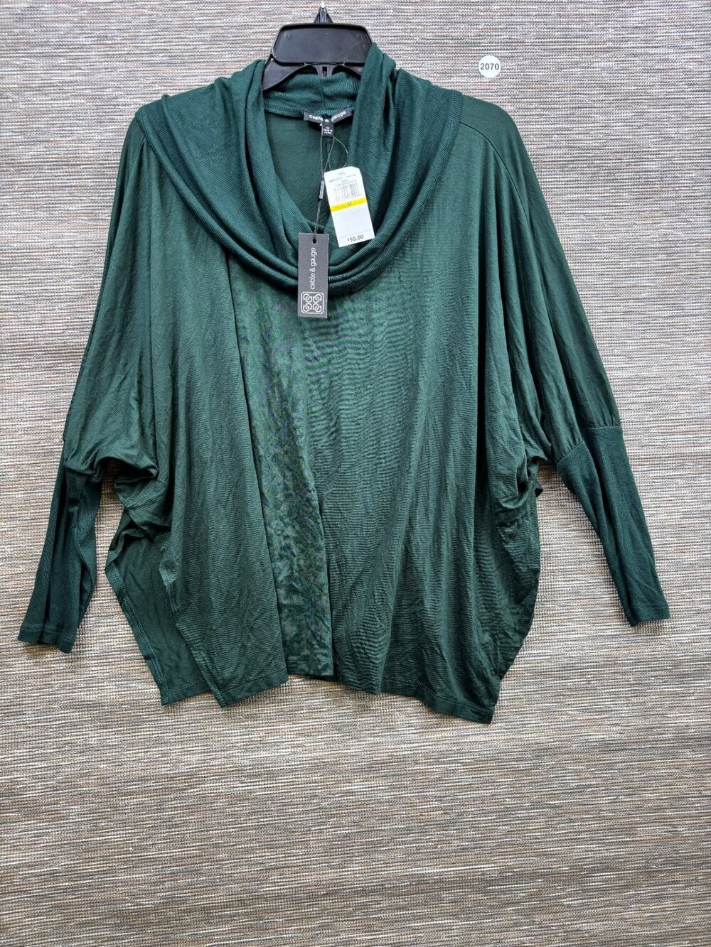Cable and Gauge Knit Sweater Womens Size M Green Scoop Neck 3/4 Sleeve NEW